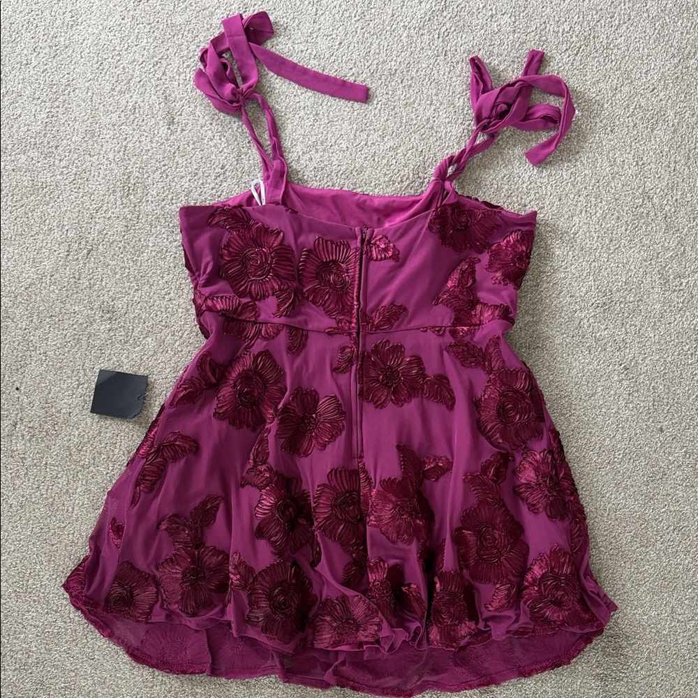 NWT lulus Floral Embroidered Pink/Fuchsia Mini Dress XXL - Picture 6 of 11